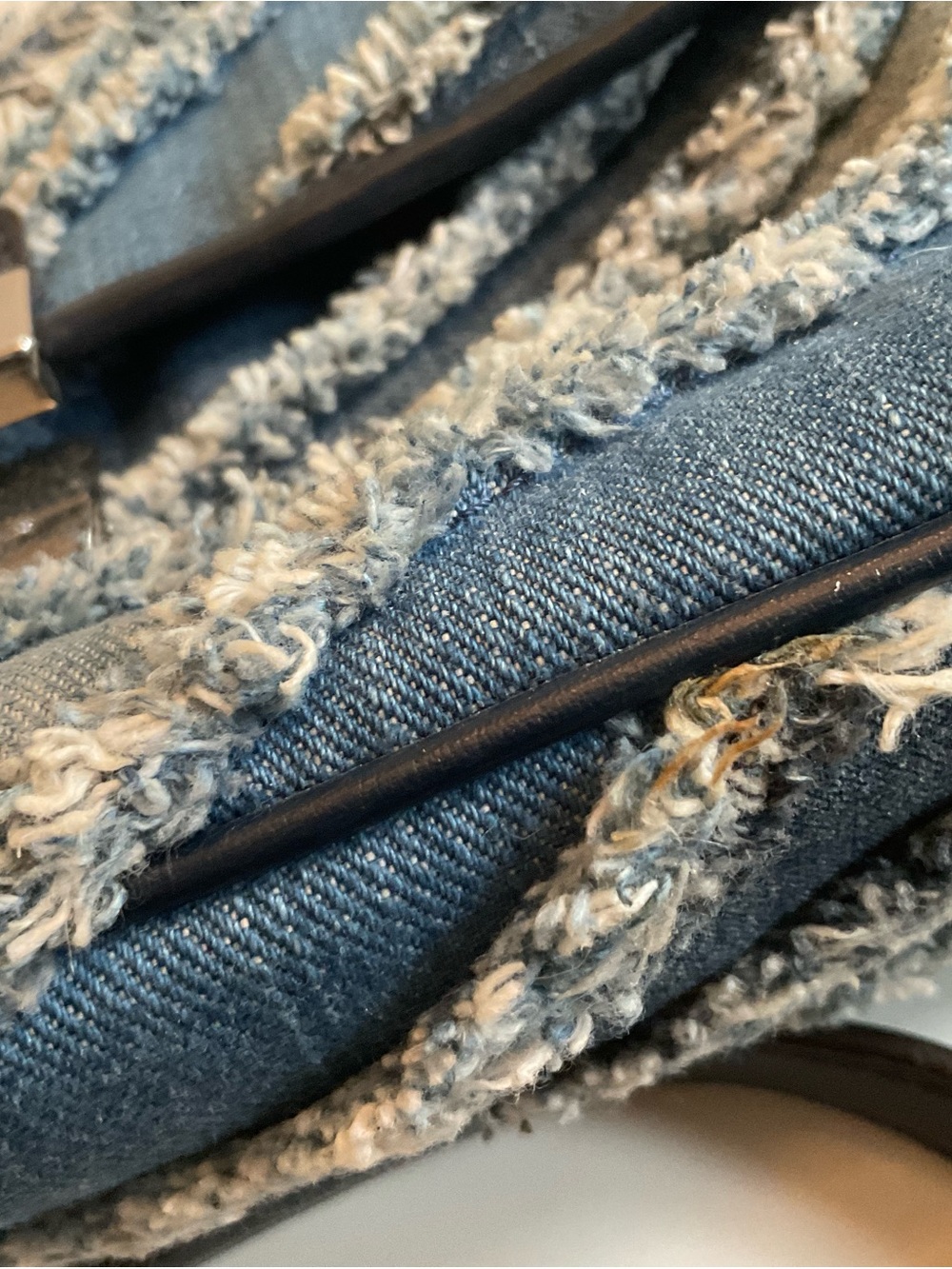 Michael Kors Frayed Chevron Denim Crossbody Bag in Blue - Picture 3 of 11